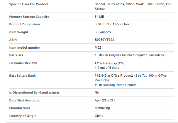 Features and Specifications