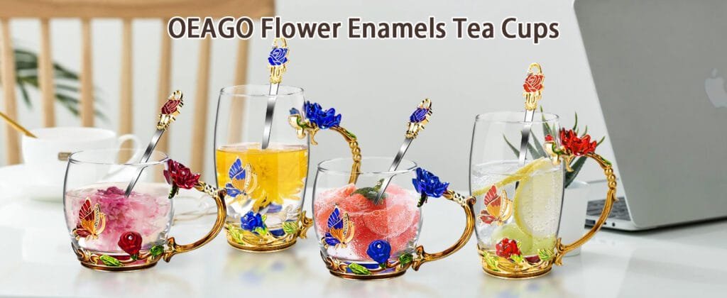 Butterfly Enamel Glass Mug